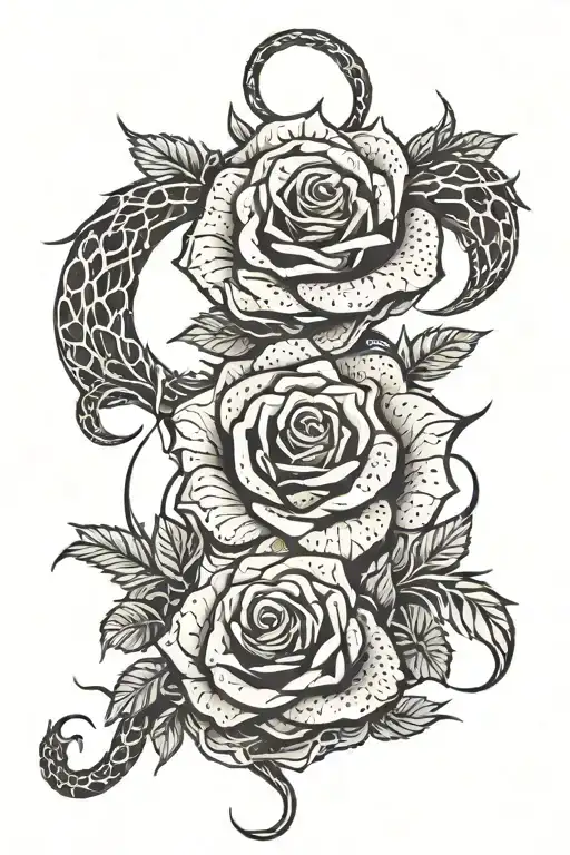 Rose With Thorns With A Snake Wrapped Around It