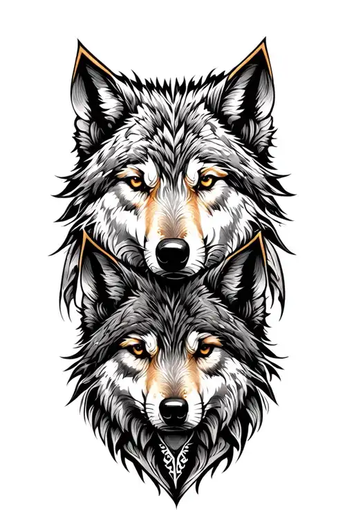 An Ornamental Viking Style Pattern With Several Wolves