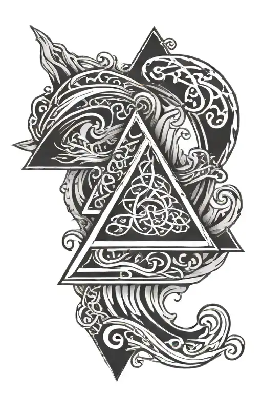 Celtic Triangle With Ocean Waves