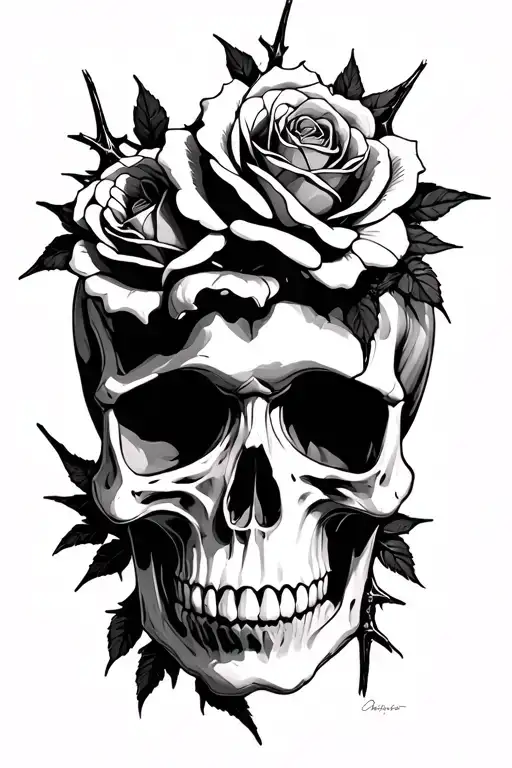 Skull And Roses And Thorns
