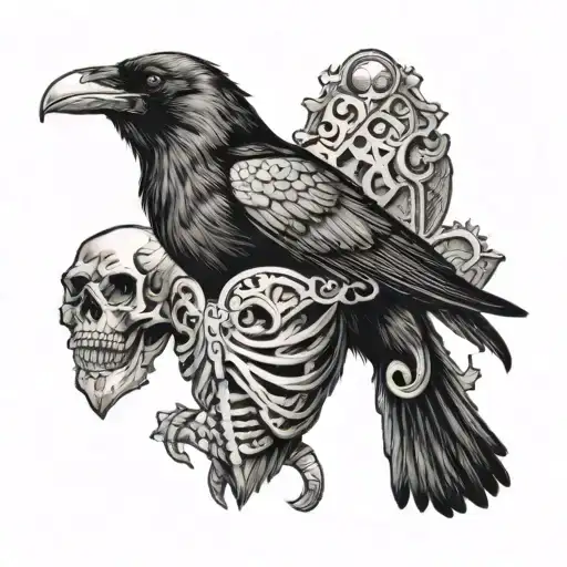 A Raven With A Skull In The Chest