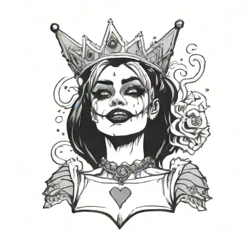 Harley Quinn With A Crown Crying Smoking A Cigarette