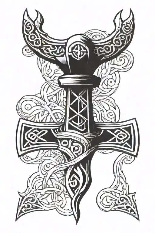 Thors Hammer Loki Symbol Intertwined
