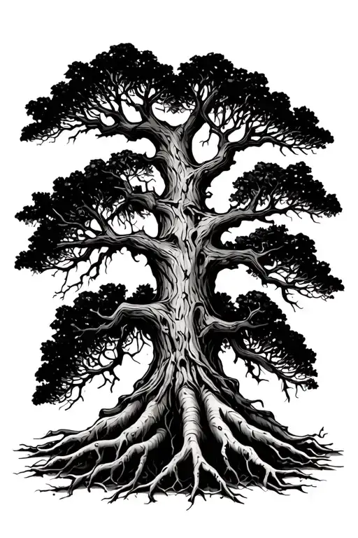 Dead Tree With Cut Branches And Roots