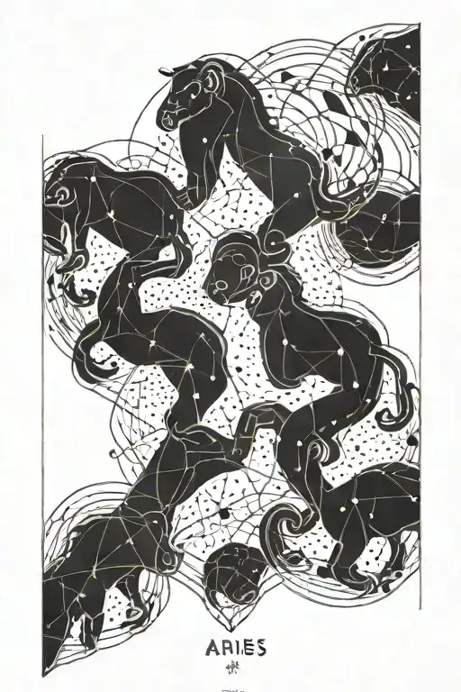 Aries Constellation Intertwined With Diamonds