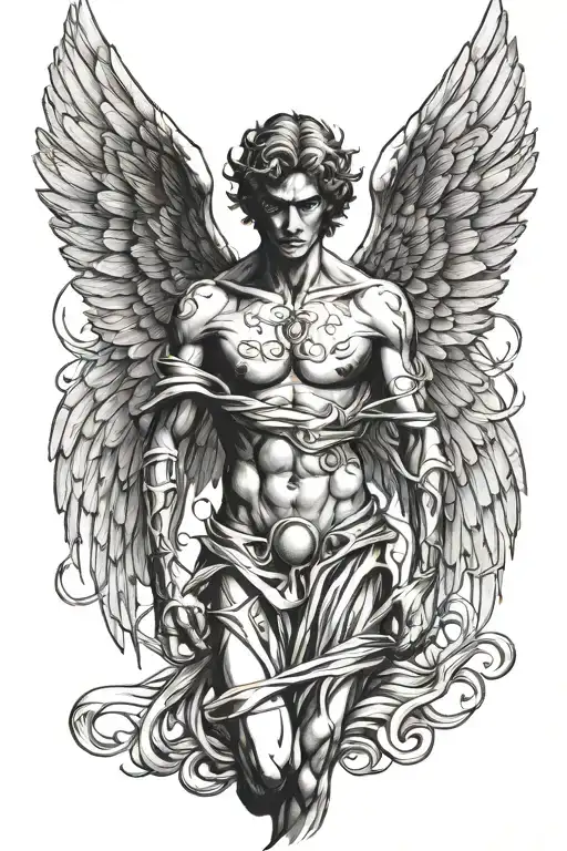 Angel Man With Open Wings Facing Front