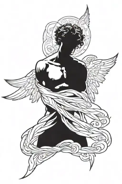 Angel Man With Open Wings Facing Front