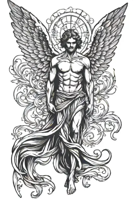 Angel Man With Open Wings Facing Front