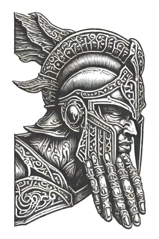 Praying Hands Spartan Soldier Eye