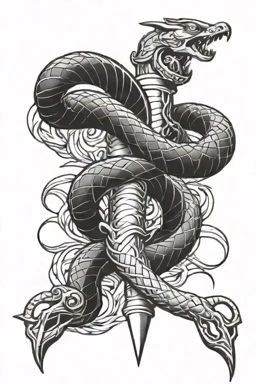 Dagger And Snake Wrapped