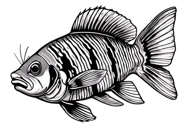 Striped Squirrelfish With Simple Lines And Standard Fish Outline