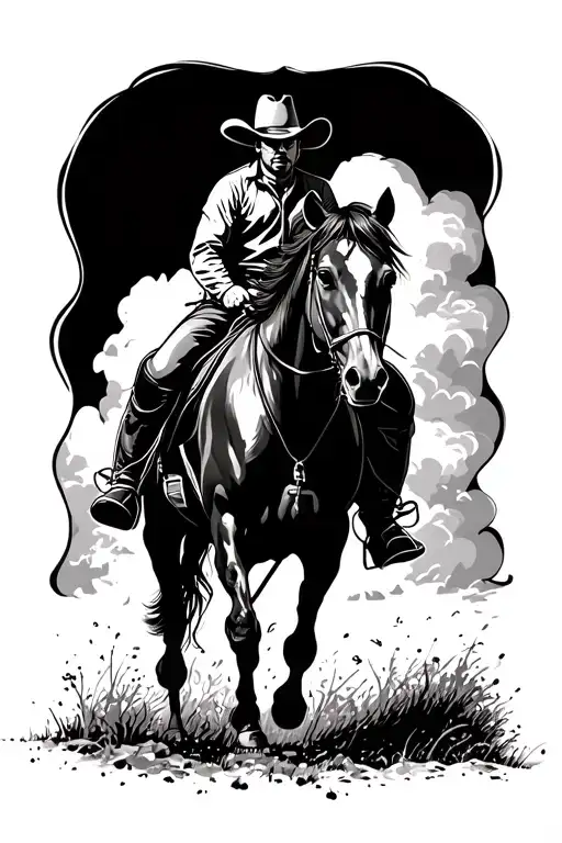 Cowboys Riding Horse