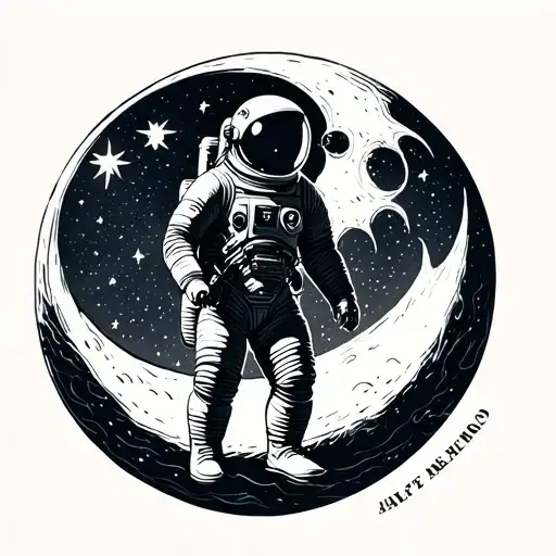 Astronaut On Half Moon