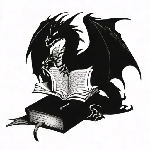 Dragon On Top And Book Open In Front