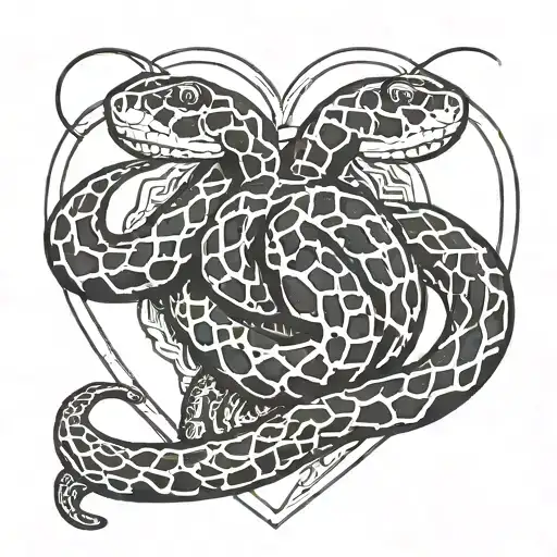 Ball Python Snake In A Heart Shape Outline