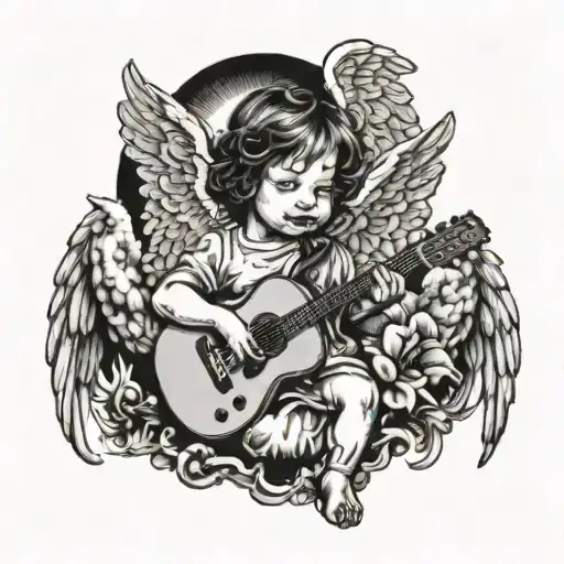 Baby Angels Playing Guitar In Heaven