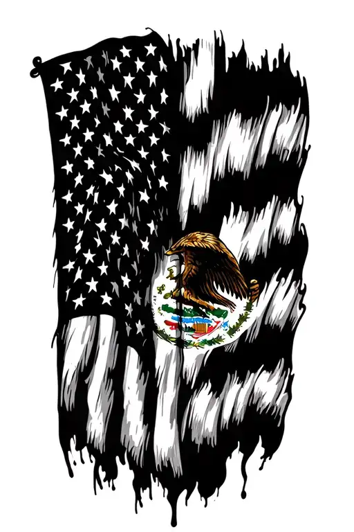 Flag Of Mexico And The United States