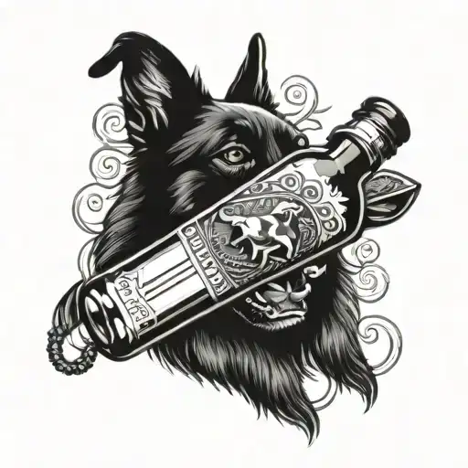 Dog And Remy Liquor Bottle