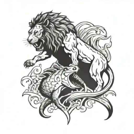 Lion And Shark Fight