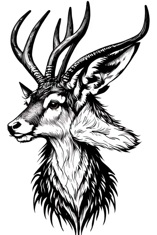 Profile Jackalope With Thin And Sharp Horns