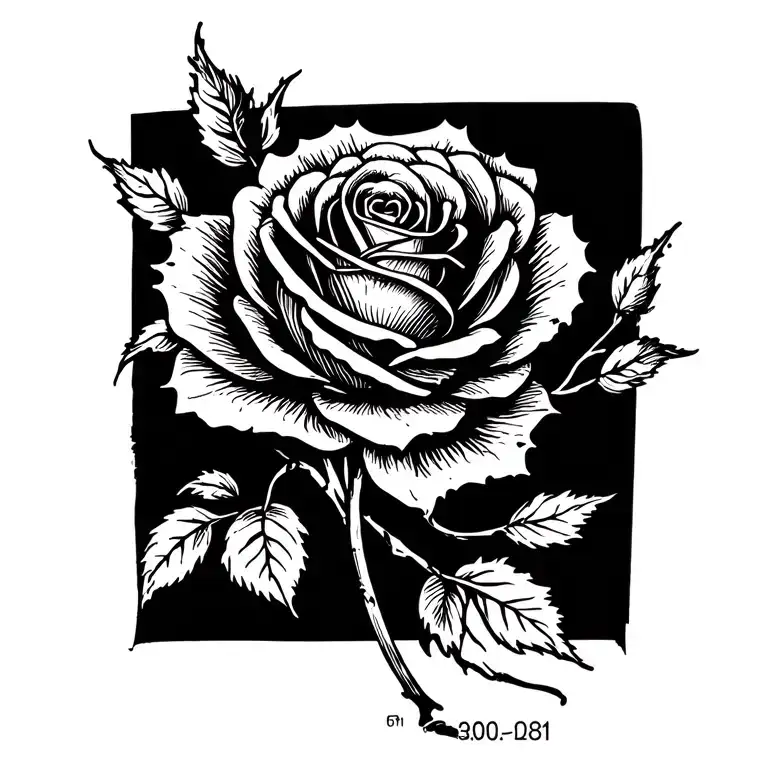 Anniversary Tattoo With A Rose Growing And With A Space For A Date