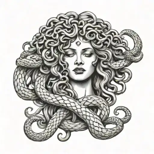 Medusa With Her Hand Holding Snakes Wrapped