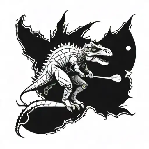 A Futuristic Interpretation Of A Dinosaur Playing Padel