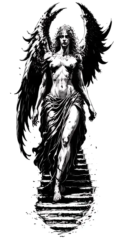 Deathangel Walking Up On Stairs To Heaven