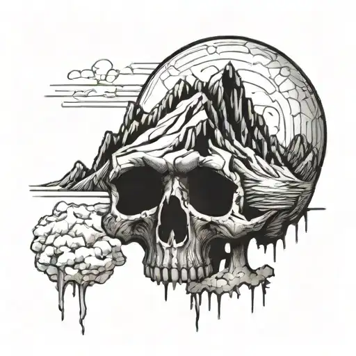 Mountainscape In The Shape Of A Skull