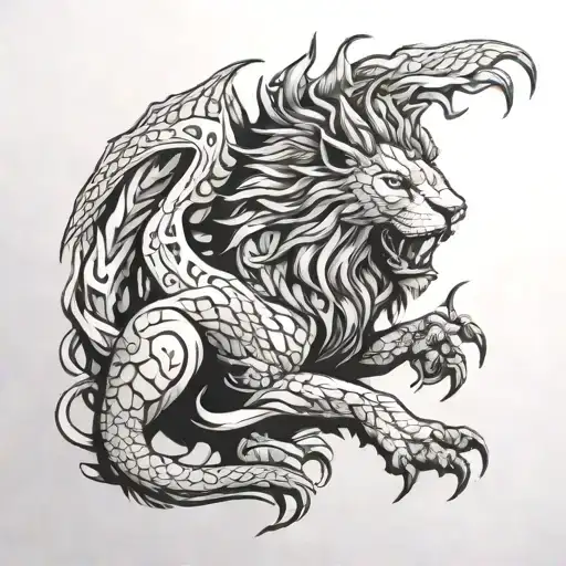 Generate A Shoulder Tattoo For A Lion Hybrid Dragon