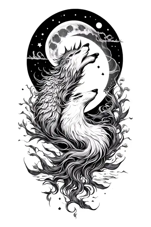 Skoll And Hati Chasing The Sun And Moon