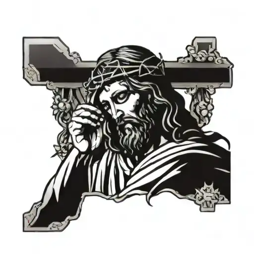 Jesus Holding Cross