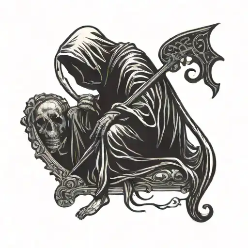Death Tarot Card With Grim Reaper Side View
