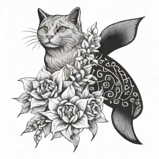 Dog Cat Fish Flowers Growing