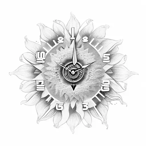 Sunflower Clock With Roman Numerals And Butterfly