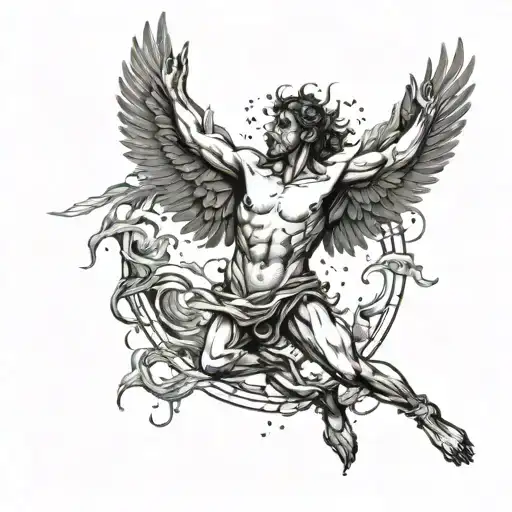 Icarus Falling Into Pool Of Souls Reaching Out For Him