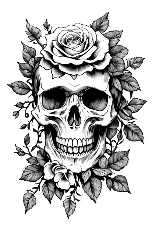 Skull And Roses And Vines Mixed