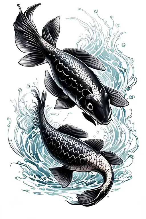 2 Koi Fish Swimming