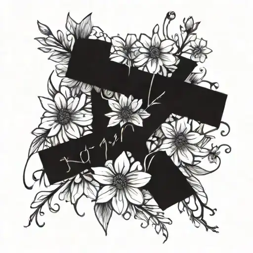 Basic Cross With Forgiven Wrote With Dandelion Flowers