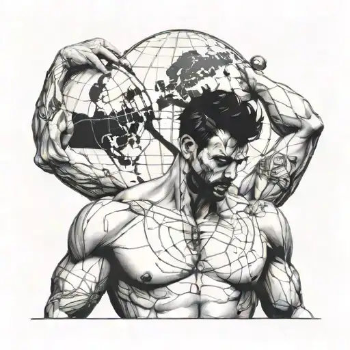 Atlas Holding The World On His Shoulders Him Being