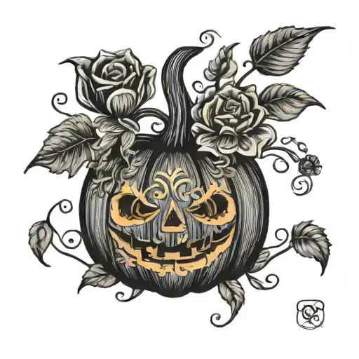 Halloween Pumpkin With Flowers