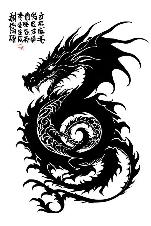 Words In A Circle Shape Dragon Emerging