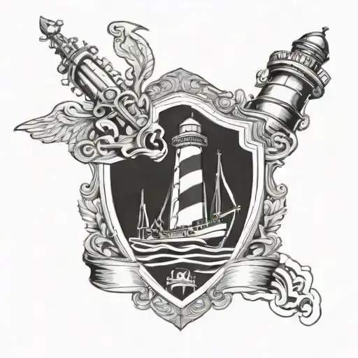 Maritime Shield With Lighthouse