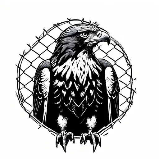 Hawk On Chainlink Fense