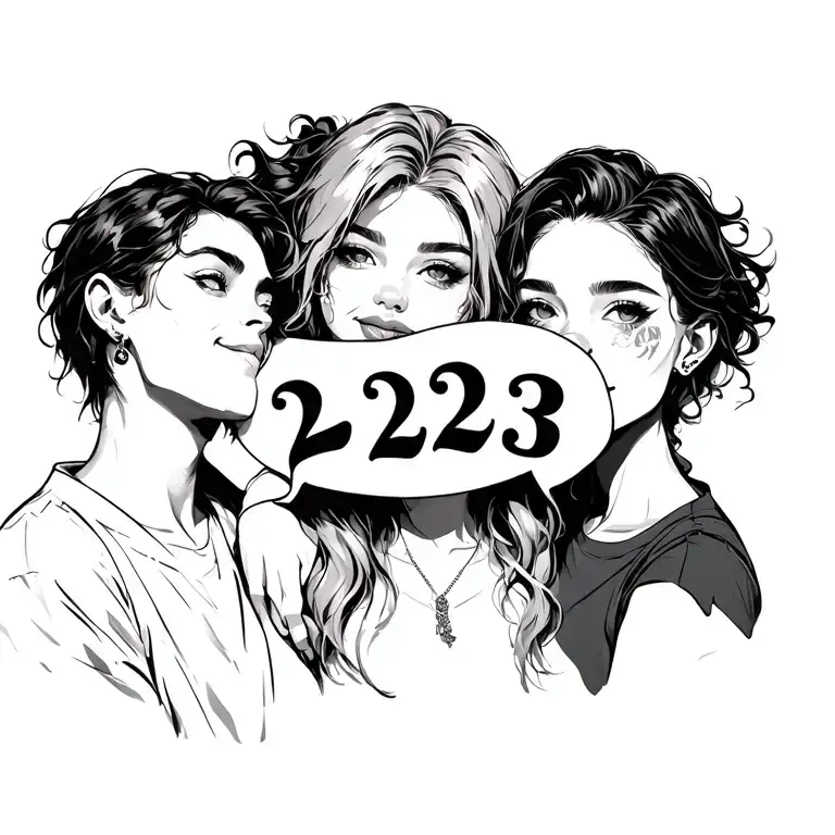 Three Friends With The Number 223 In The Middle