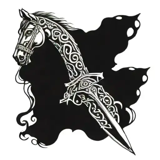 Horse Sword Power Man Holding