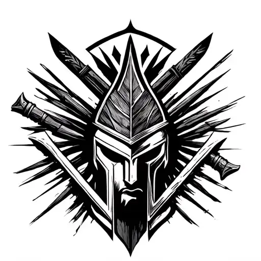 Spartan Warrior Design In The Shape Of A V