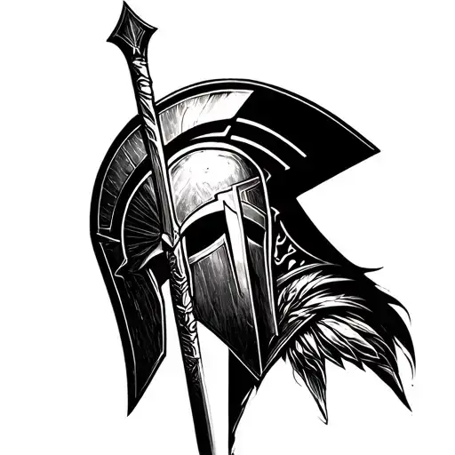 Spartan Warrior Design In The Shape Of A V With Japanese Influence