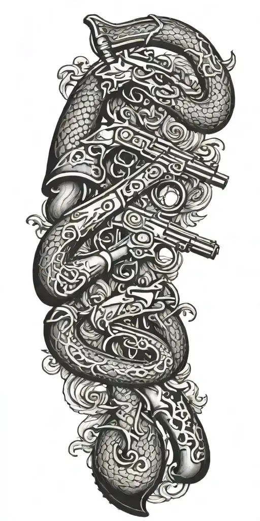 Don't Tread On Me Flintlock Pistols Crossing Each Other