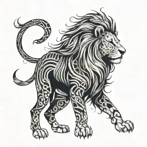 A Futuristic Lion With Circuit Patterns Integrated Into Its Mane